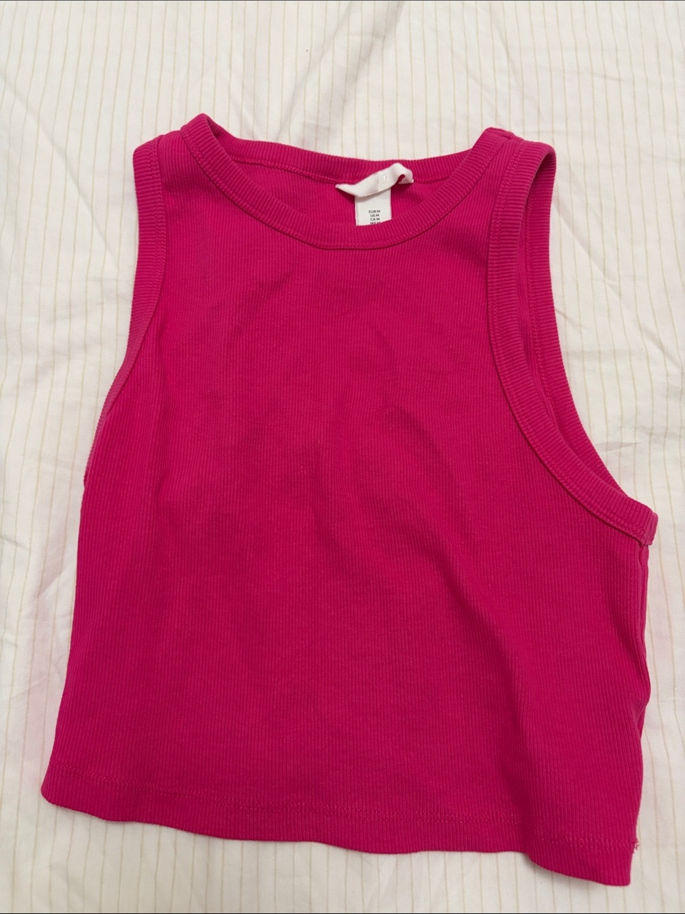 H&M Women’s Sleeveless Ribbed Tank Top - Hot Pink